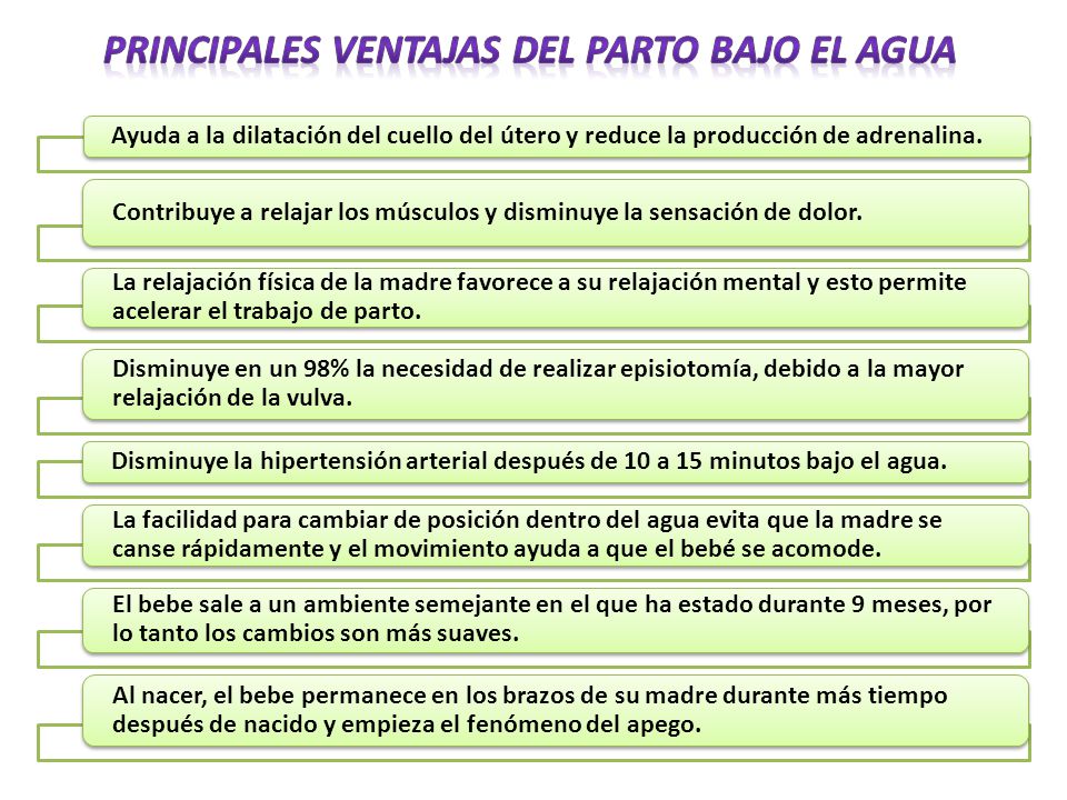parto en el agua ventajas y desventajas